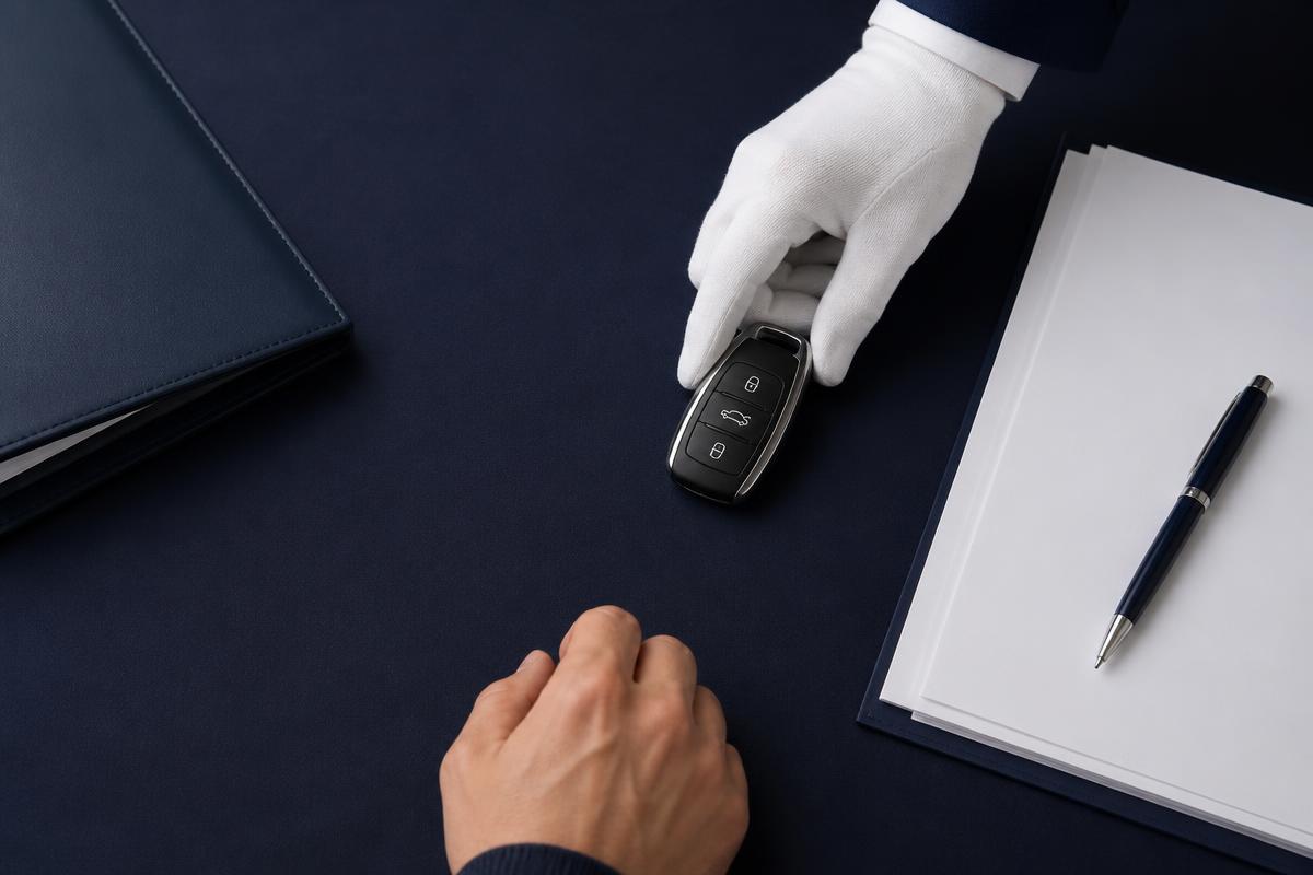 Handover of keys at a vehicle pickup